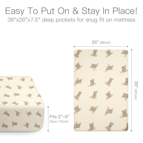 Organic Pack and Play Sheets Fitted 38”x26” 100% Muslin Cotton