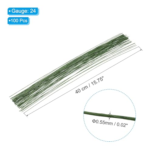 24 Gauge 16" Floral Stem Wire Paper Wrapped Iron Artificial 100Pcs