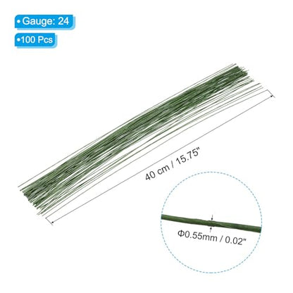24 Gauge 16" Floral Stem Wire Paper Wrapped Iron Artificial 100Pcs