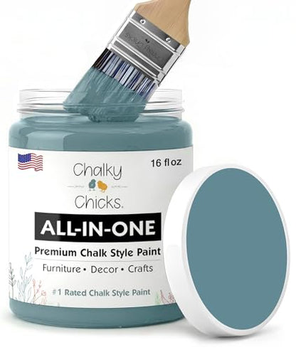 Medium Blue 16 Fl Oz Chalk Paint for Furniture All in One