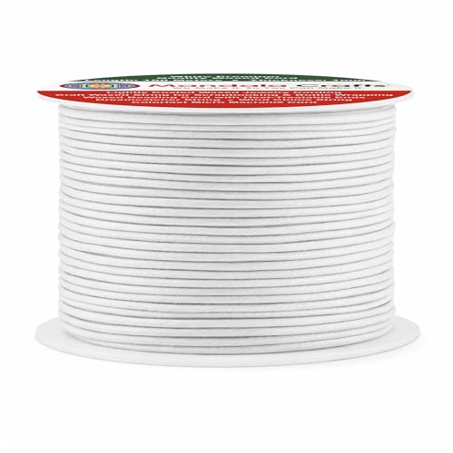 1mm White Cotton Waxed Cord for Jewelry Making (327 Foot)