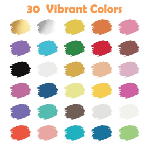 30 Colors Precision Dual Tip Acrylic Paint Markers Pens (30 Count)