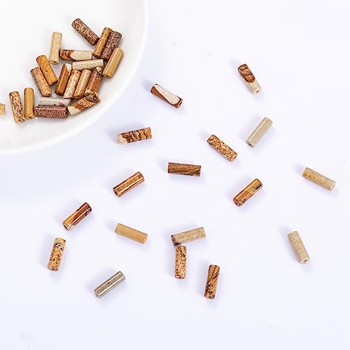 Natural Blown Picture Stone Cylinder Tube Beads 4x13mm 38cm (28 Count)