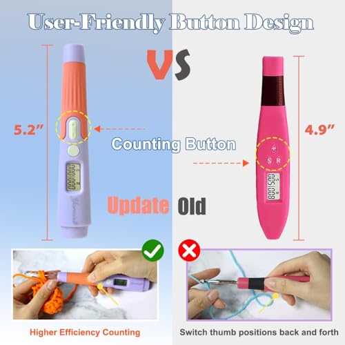 18 Size Digital Counting & Lighted Crochet Hooks Set 2.0mm (18 Count)