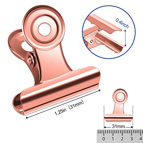 30 Pack Small Rose Gold Bull Clips (30 Count)