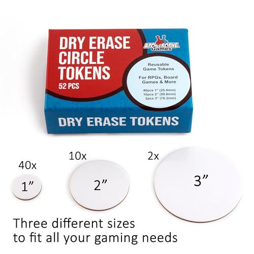 52 Reusable Dry Erase Board Game Tokens for RPGs (52 Count)