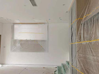 Pre Taped Masking Film Film and Masking Tape in one Plastic Tape and Drape Roll Painters Plastic (1640 Foot)