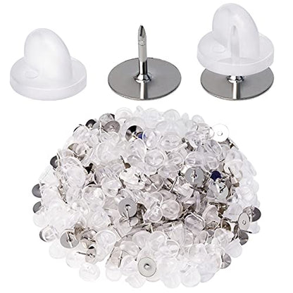 400pcs PVC Rubber Pin Backs Heliltd Butterfly Clutch Pins Tie Tacks Blank Pins for Uniform Badges Backing Holder Clasp Lapel Pin Enamel Pins