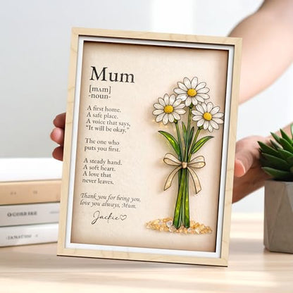 Personalized Birthday Gift for Women Birth Flower Plaque