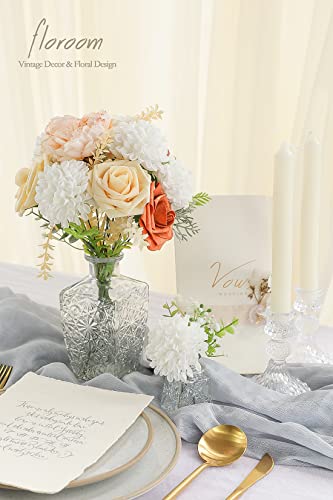 Artificial Dahlia Flowers 25pcs Real Looking White Foam Fake Roses with Stems for DIY Wedding Bouquets Bridal Shower Centerpieces Floral Arrangements Party Tables Home Decoration (25 Count)