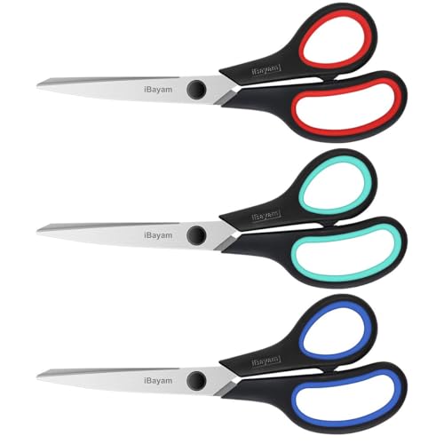 8.5" Heavy Duty Scissors All Purpose for Office School Crafts Sewing (3 Count)
