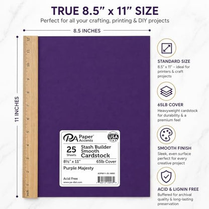 PA Paper Accents Stash Builder Cardstock 8.5" x 11" Purple Majesty
