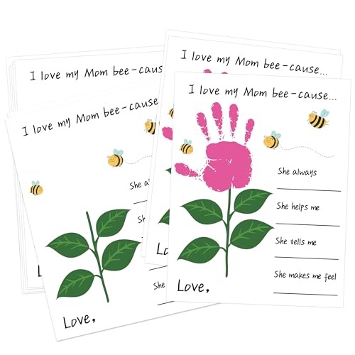 10 Pack Mothers Day Flower Handprint Art Greeting Cards for Mom from Daughter Son Husband Teacher