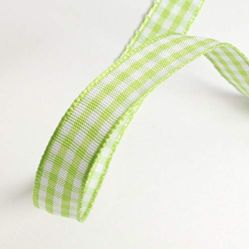Apple Green Gingham Plaid Checked Ribbon 25 Yard Each Roll 100% Polyester