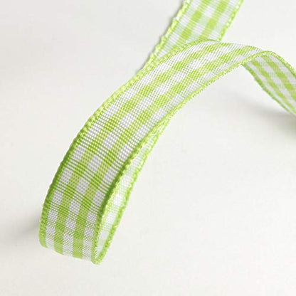 Apple Green Gingham Plaid Checked Ribbon 25 Yard Each Roll 100% Polyester