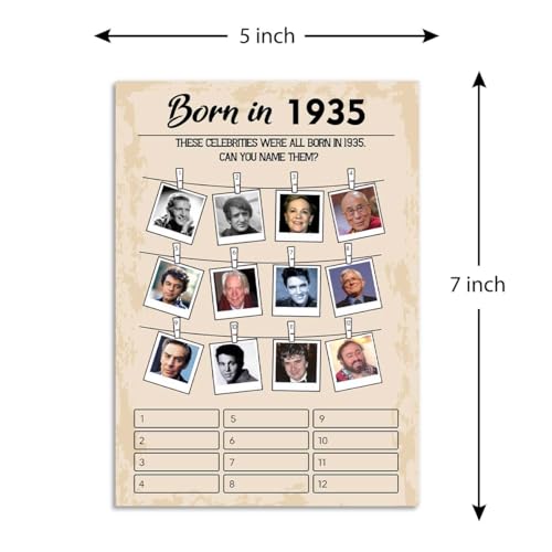 1930s themed Birthday Party Game Cards (31 Count)
