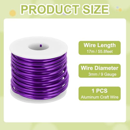 9 Gauge Anodized Aluminum Craft Wire Bendable Bonsai Training Wire 56 Feet 3mm for Sculpting Crafts Wreath Floral Beading Jewelry Making
