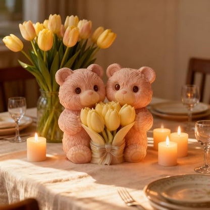 1 PCS Teddy Bear Tulip Silicone Candle Molds