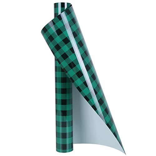 Green Black Buffalo Plaid HTV Vinyl 12 inch x 5 ft