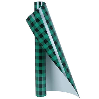 Green Black Buffalo Plaid HTV Vinyl 12 inch x 5 ft
