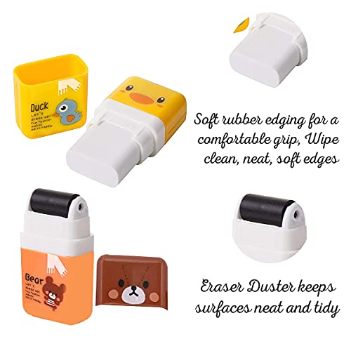 6 Pack Animal Theme Pencil Erasers with Cleanup Roller & Shaving Case (6 Count)