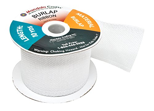 2 1 2 Inch Wide White Burlap Ribbon for Crafts (16 Count)