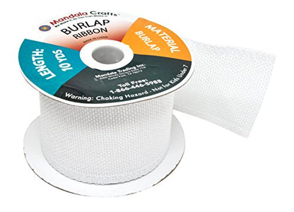 2 1 2 Inch Wide White Burlap Ribbon for Crafts (16 Count)