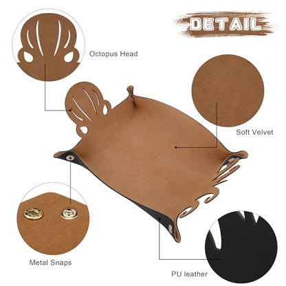 2 Pieces Octopus Dice Rolling Tray PU Leather Dice Mat Folding Scroll (2 Count)