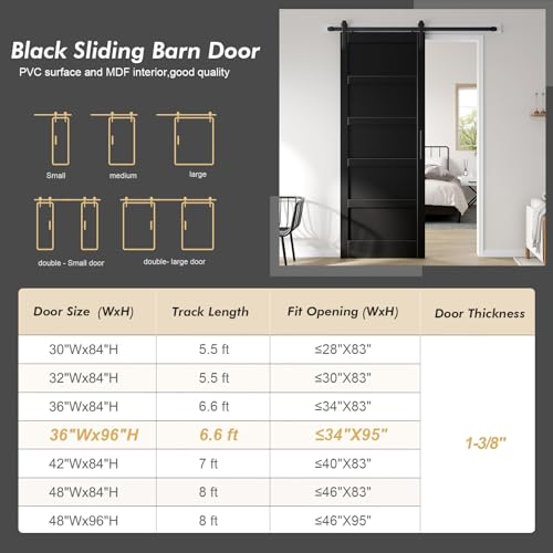 36x96 inch Black Barn Door