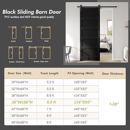 36x96 inch Black Barn Door
