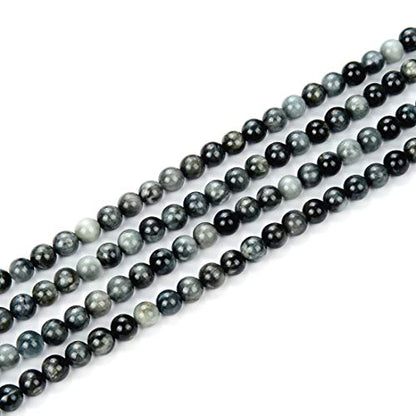 60pcs Adabele Natural Eagle Hawk's Eye Quartz Healing Gemstone 6mm Round Loose Beads Gem Stone Spacer for DIY Craft Jewelry Making GE4 (58 Count)