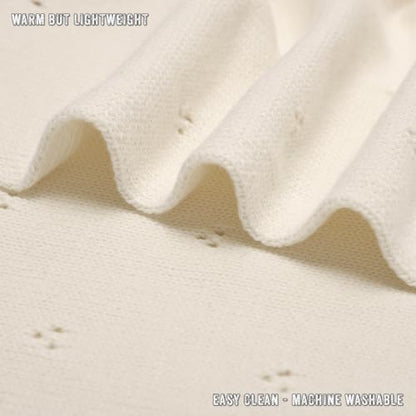 100% Luxury Organic Cotton Pointelle Knit Baby Blanket