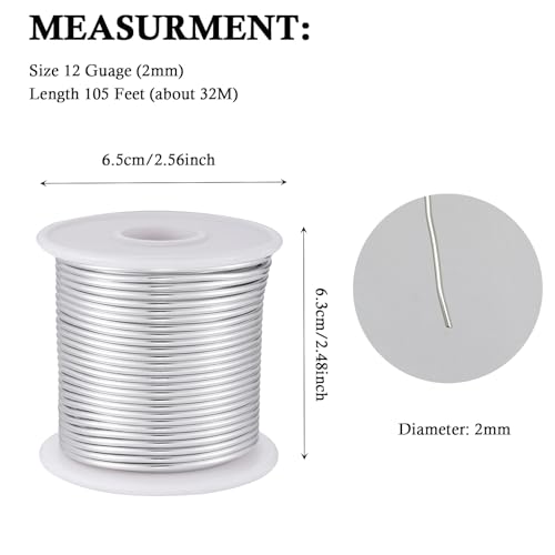 12 Gauge Sliver Aluminum Craft Wire (103.68 Foot)