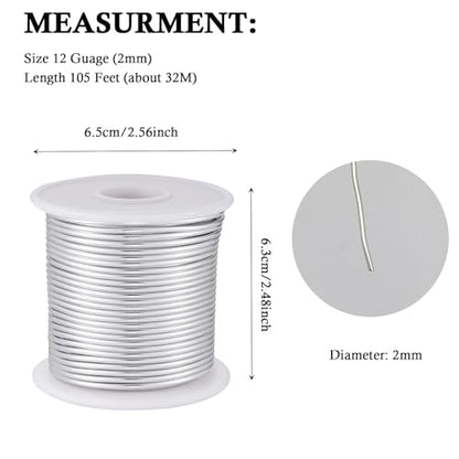 12 Gauge Sliver Aluminum Craft Wire (103.68 Foot)