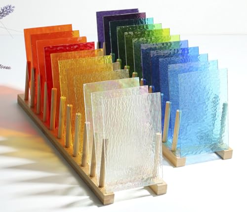 26 Sheets Transparent Stained Glass Sheets Packs for Art Crafts (26 Count)
