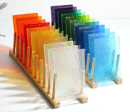 26 Sheets Transparent Stained Glass Sheets Packs for Art Crafts (26 Count)