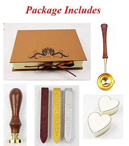 Vintage Santa Claus Monogram Wedding Wax Seal Stamp Melting Spoon Wax Stick Candle Christmas Gift Box kit Invitation Christmas Gift Wrap Custom Logo Text Design Sealing Wax Seal Stamp Set