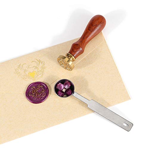 360 Pcs Purplish Red Sealing Wax Beads Set for Wax Seal Stamp with Candles and Melting Spoon