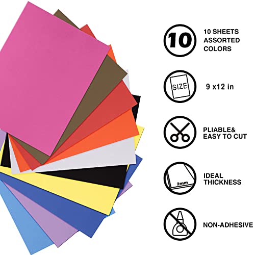 Foam Sheets Crafts 9x12 Inch 10 Colors 2mm Eva Color Craft Foam Paper for Crafts Project Preschoolers Classroom Scrapbooking DIY Cosplay (10 Count)