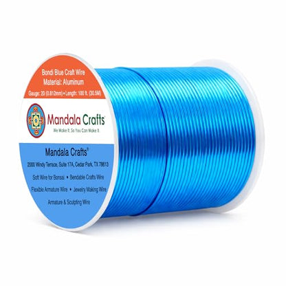 20 Gauge Bondi Blue Anodized Aluminum Craft Wire (100 Foot)