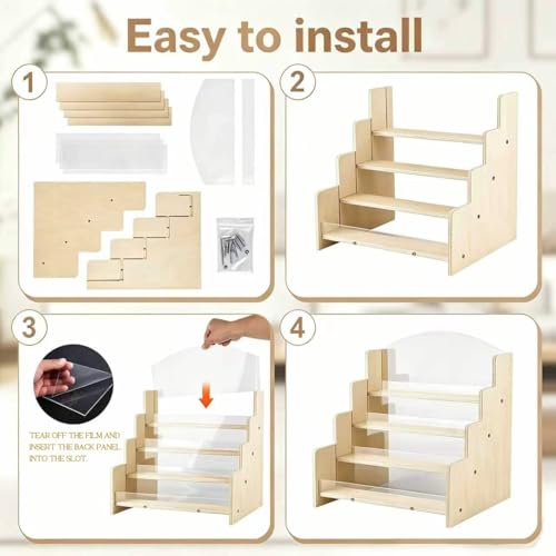 4 Tier Wooden Acrylic Greeting Card Display Stand