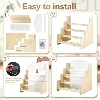 4 Tier Wooden Acrylic Greeting Card Display Stand