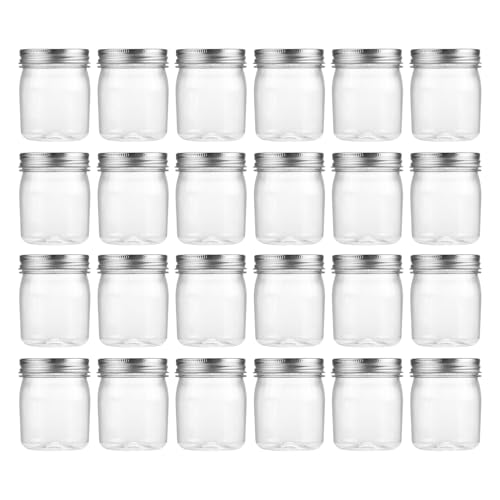 8 oz Plastic Mason Jars and Clear Plastic Jars with Lids 8 oz (24 Count)