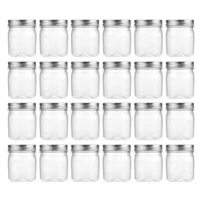 8 oz Plastic Mason Jars and Clear Plastic Jars with Lids 8 oz (24 Count)