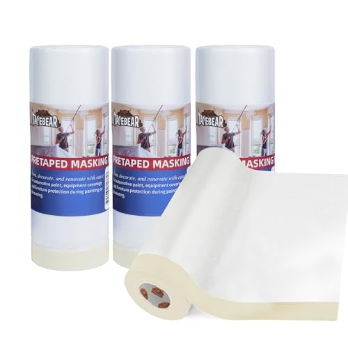 Pre Taped Masking Film Extra Thick Plastic Cover 55" x 90' (4 Count)