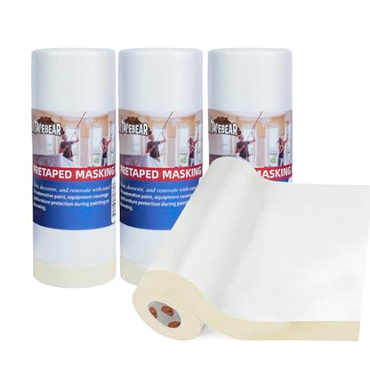 Pre Taped Masking Film Extra Thick Plastic Cover 55" x 90' (4 Count)