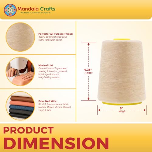 40S 2 Tan Polyester 4 Pack of Serger Threads Cones (72000 Foot)