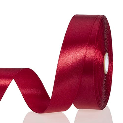 1 Inch Dark Red Solid Satin Ribbon for Gift Wrapping