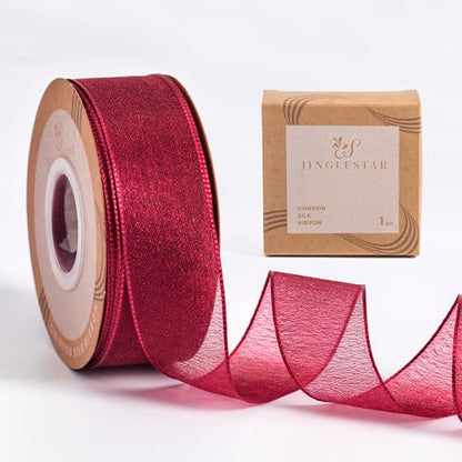 1 Inch Wide Sheer Chiffon Ribbon (75 Foot)