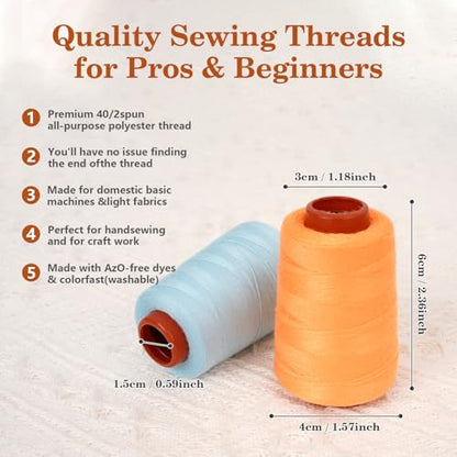 12PCS Sewing Thread Kit 30wt Spools (28800 Foot)